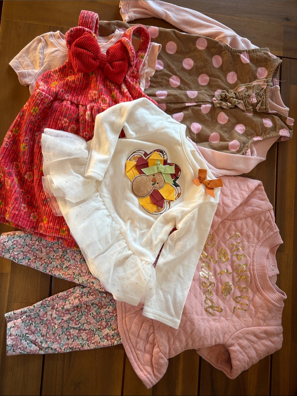 Disney Girls Pink, White, Red & Brown Coordinated Tops & Dresses Set